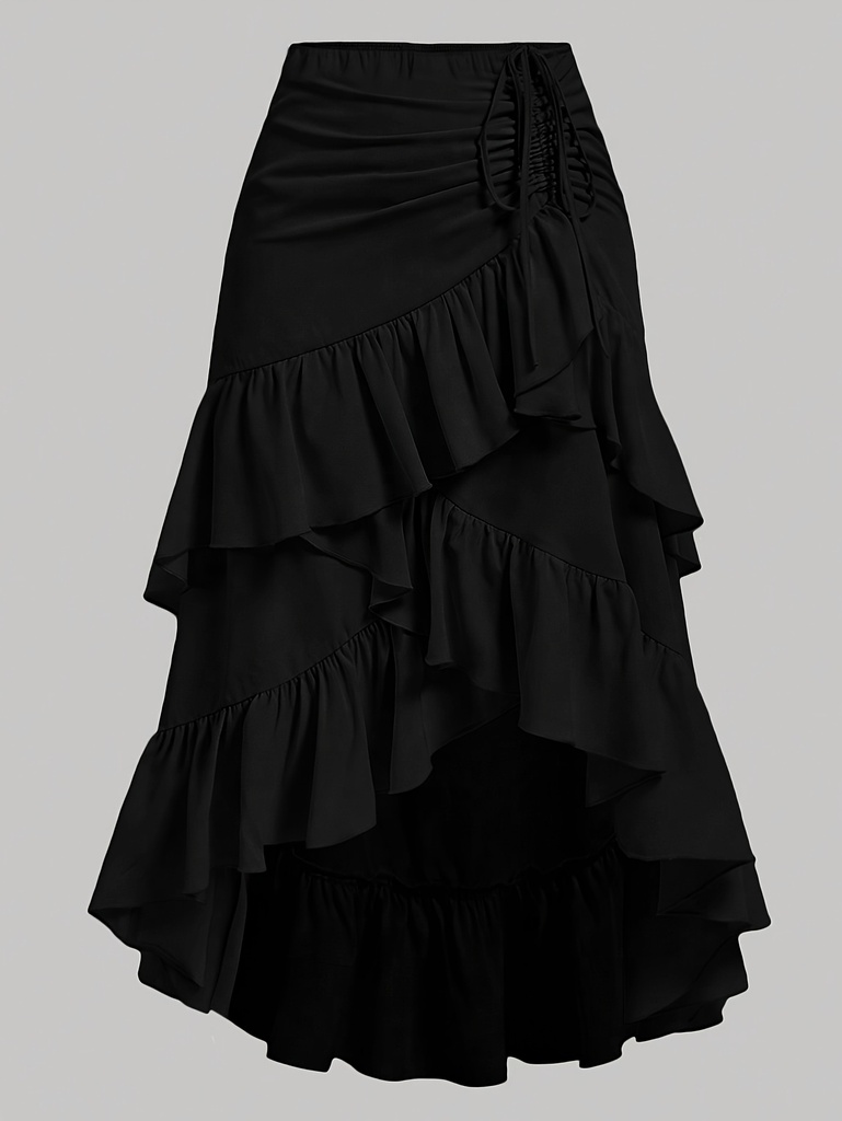 Falda media elegante negro L