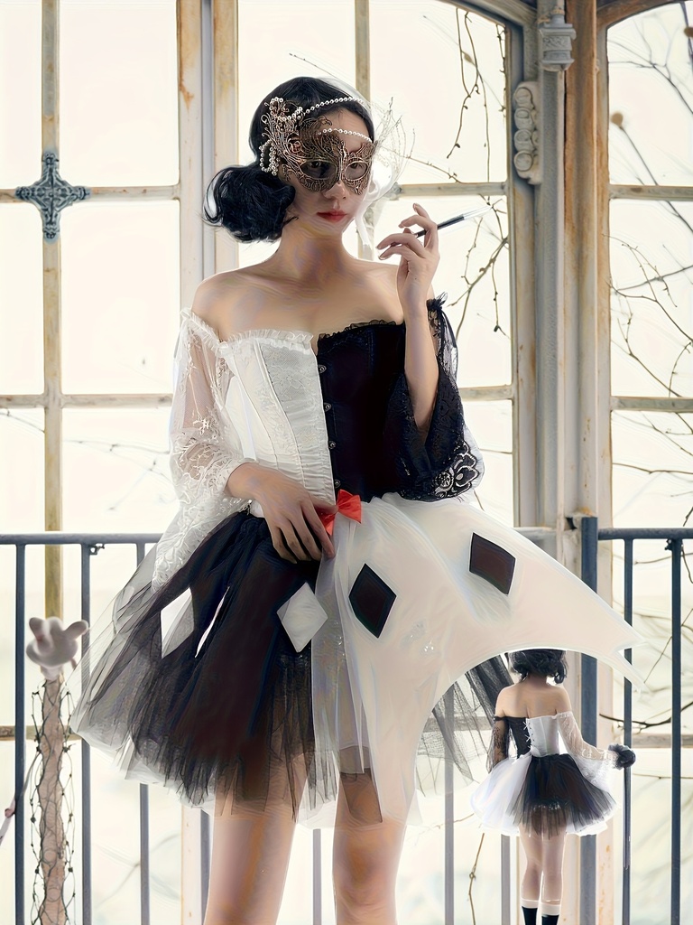 Traje Completo para Halloween Cosplay Cruella De Vil Payaso