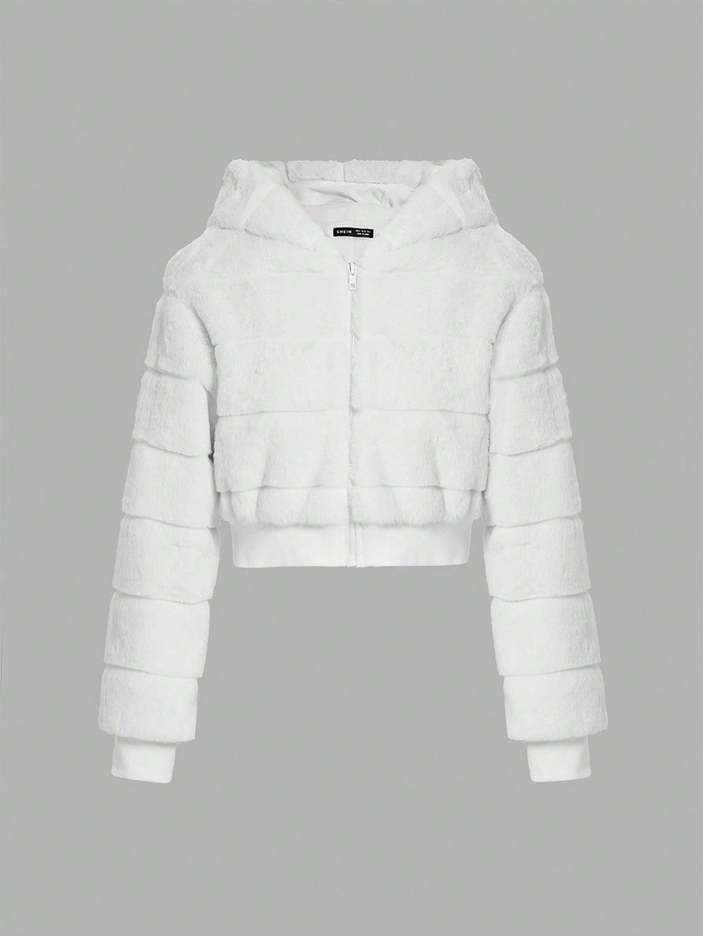 Chaqueta Corta Con Capucha De Felpa