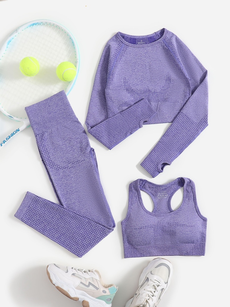 Sujetador deportivo con estiramiento alto inconsútil con camiseta con leggings