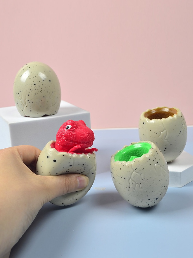 1 pieza/4 piezas Taza de dinosaurio con huevo exprimible de color aleatorio, juguete de gas terapéutico, regalo broma