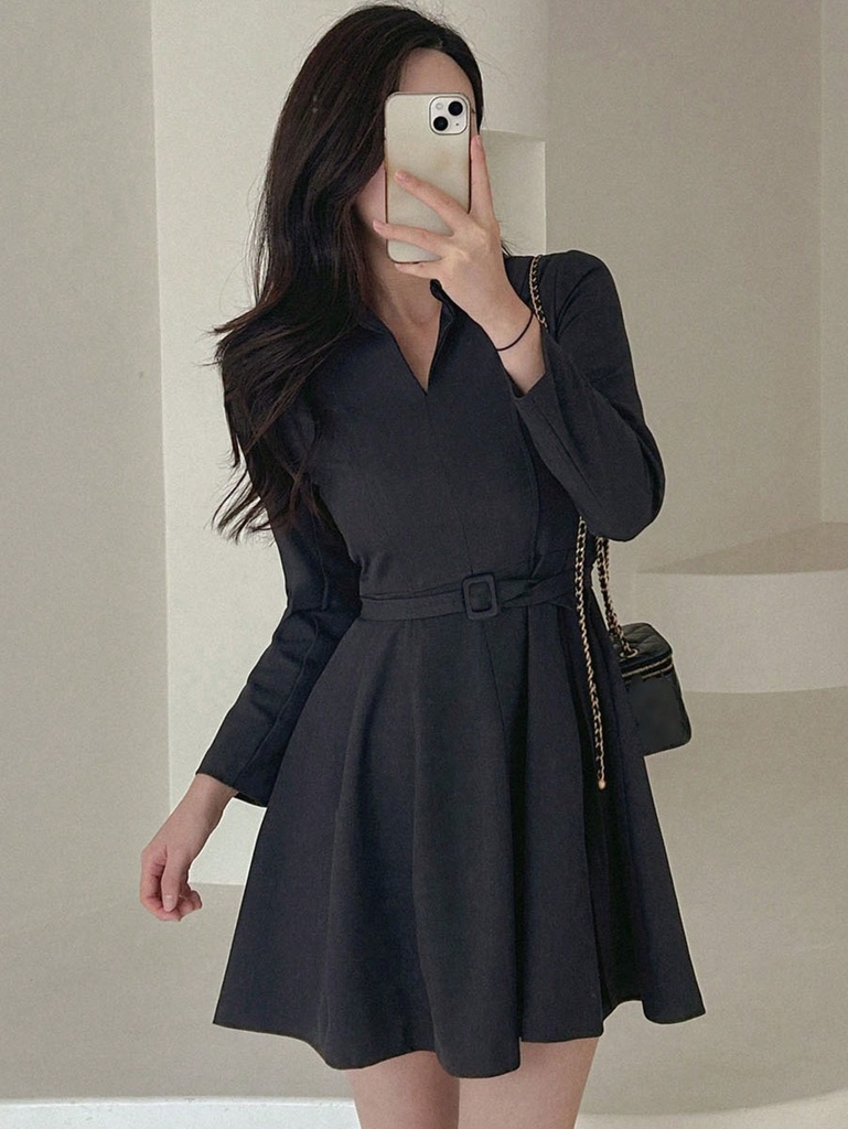 DAZY Vestido Casual De Manga Larga De Color Sólido Para Mujer