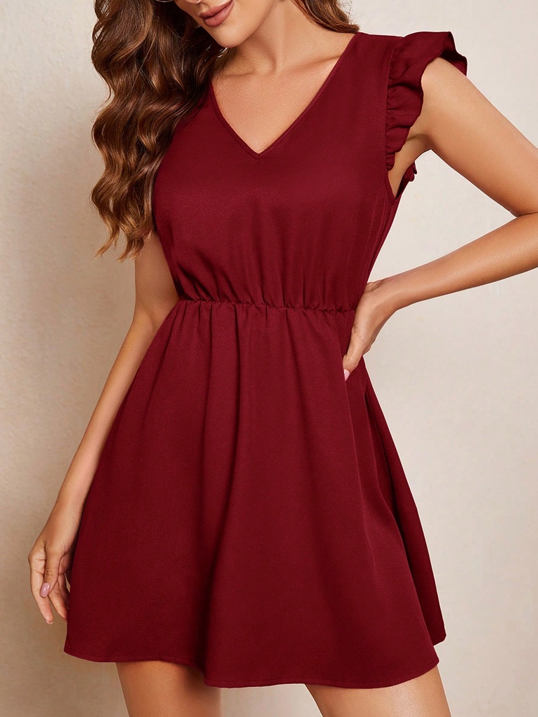 SHEIN Clasi Vestido corto de manga corta para mujer con cintura ceñida