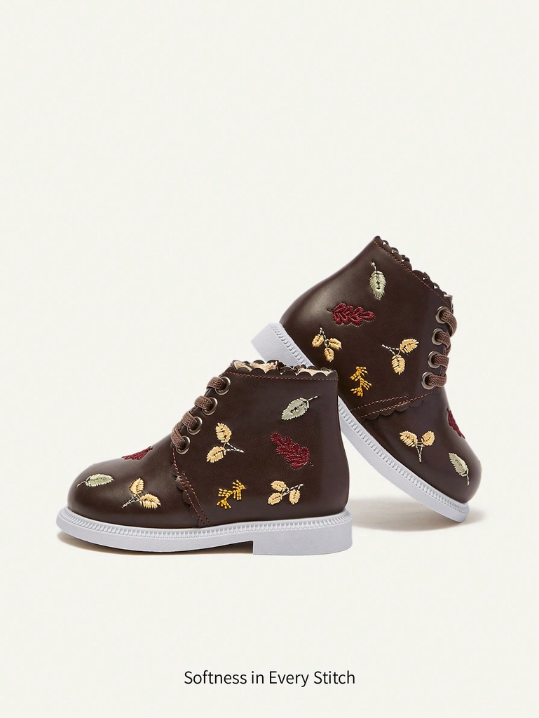 Botines Bordados Modernos Y Versátiles Para Bebés Y Niñas Pequeñas Con Suelas Suaves Y Antideslizantes, Adecuados Para El Campo