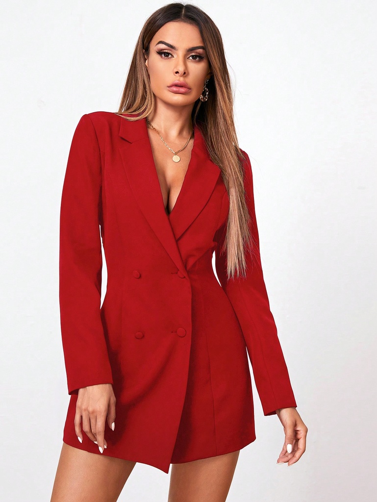 SHEIN Privé Vestido blazer de cuello con solapa de doble botonadura