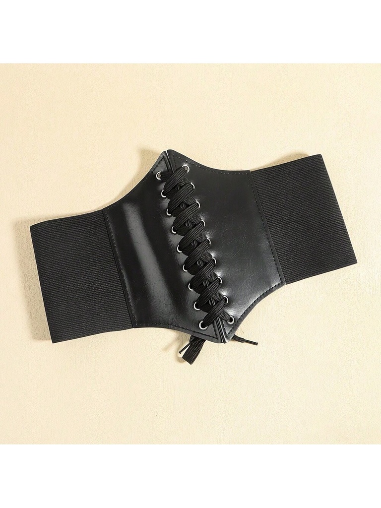1 pieza Cinturón de corsé para mujer, cinturón elástico ancho tipo Waspie para vestidos, entrenador de cintura para Halloween