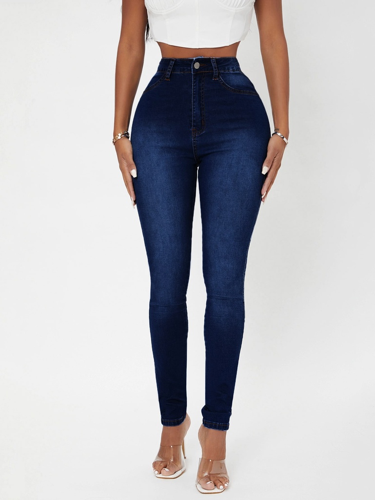 SHEIN SXY Jeans ajustados de talle alto con lavado