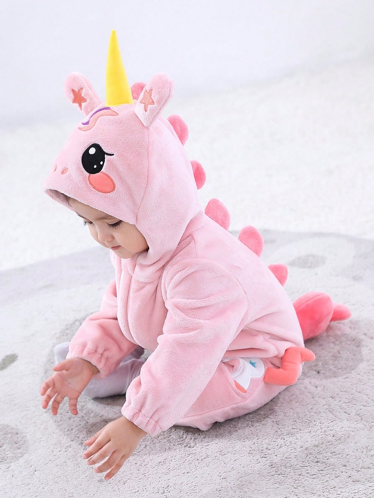 Bebé niña Disfraz con diseño de unicornio con capucha felpa