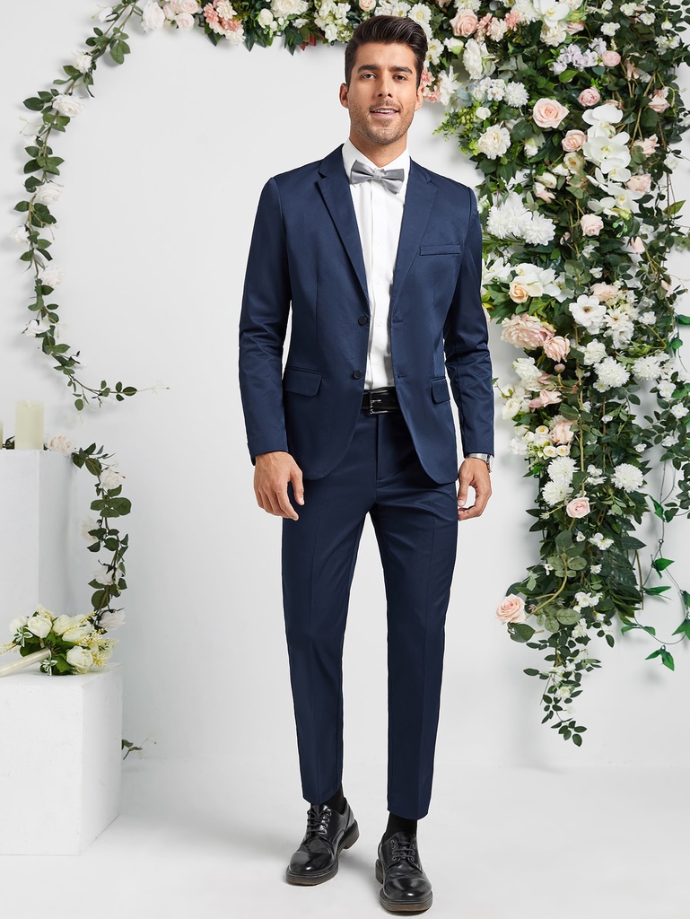 Manfinity Mode Hombres con botón Blazer & Pantalones de traje Set sin camisa