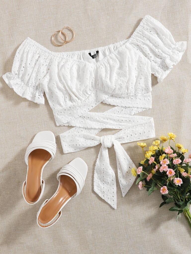 SHEIN WYWH Top de lechera con tira cruzada con cordón delantero schiffy