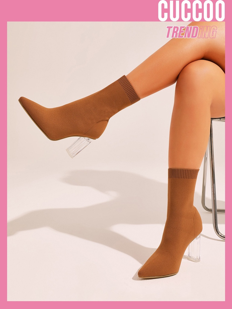 Cuccoo Everyday Collection Botas calcetín con diseño transparente tejido grueso