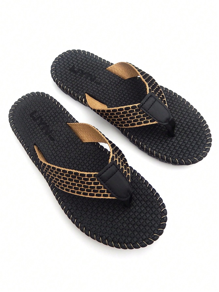 Sandalias de hombre con tiras tejidas, suela con masaje, suela gruesa antideslizante, estilo casual para calle y playa