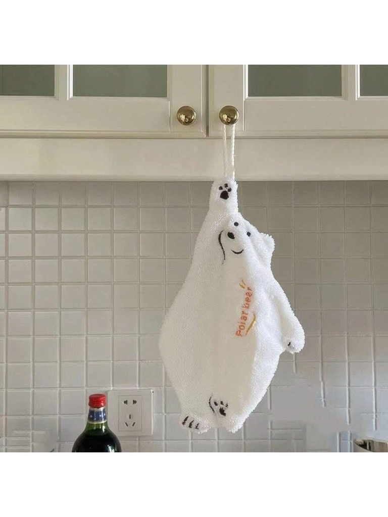1 Pieza Toalla De Mano Suave Con Forma De Oso Polar Colgante, Absorbente De Agua Y De Secado Rápido Para Cocina Y Baño