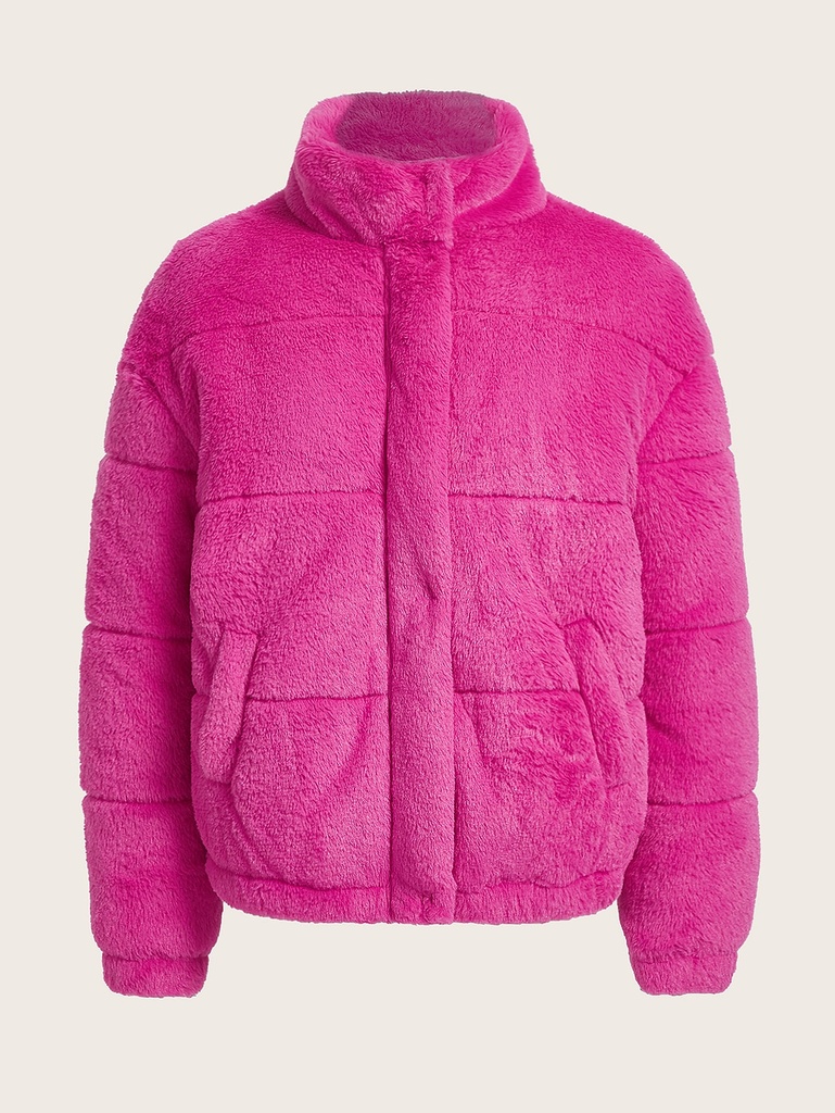 SHEIN Abrigo de hombros caídos cremallera de peluche