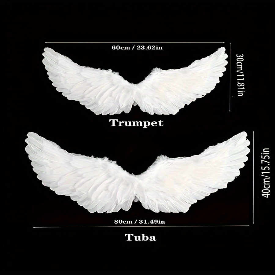 Alas de ángel elegantes de 3 piezas con diadema y varita, alas de plumas de terciopelo para cosplay, Halloween, carnaval, fiesta de cumpleaños, accesorios de actuación escénica - No se requiere electricidad