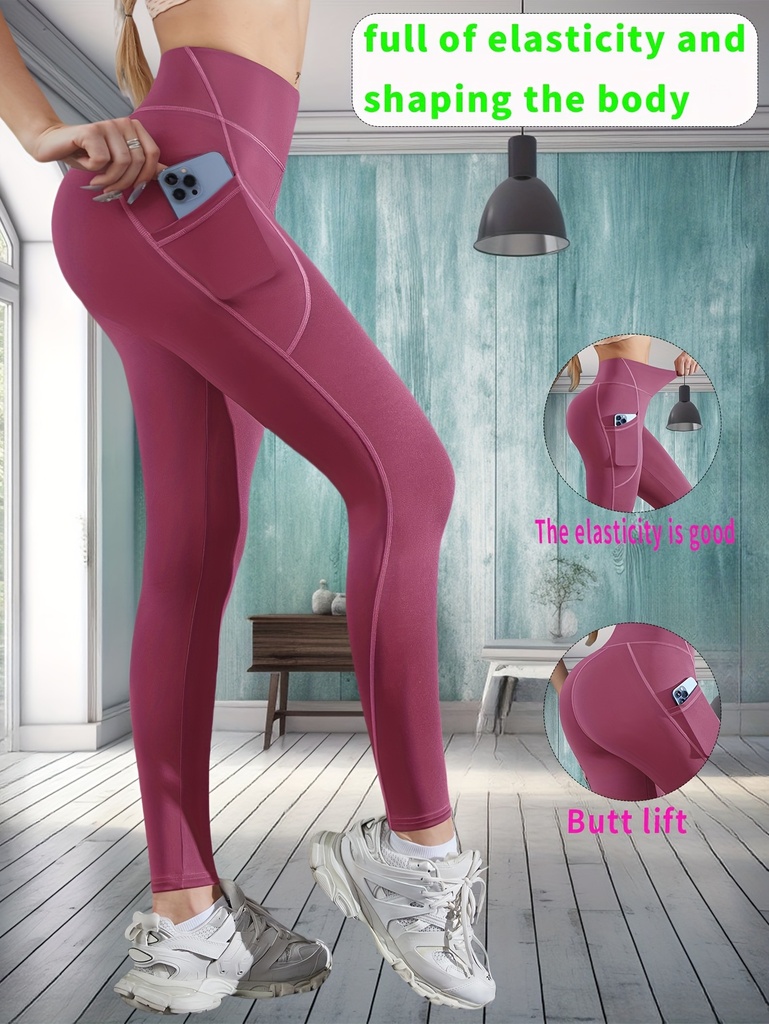 Leggings de yoga para mujer de talle alto, con efecto levantacolas y control de abdomen, pantalones deportivos elásticos y transpirables con bolsillos, negros, cómodos para gimnasio, yoga y uso casual, diseño deportivo elegante, ajuste cómodo