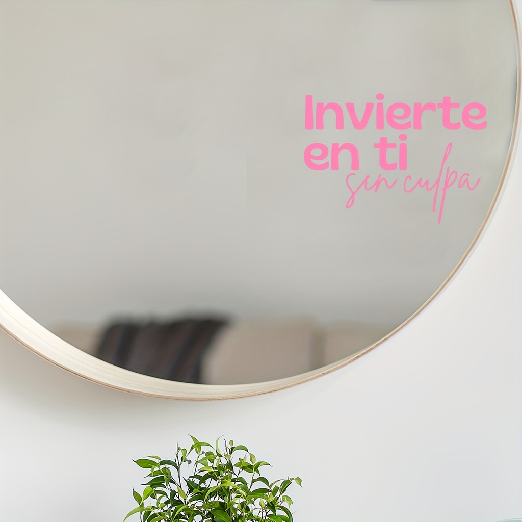 Invierte en ti mismo sin culpa Pegatinas de texto inspiracional para sala baño espejo vestidor coche puerta ventana pared decoración hogar, Calcomanías murales elegantes citas motivadoras adhesivos vinílicos autoadherentes removibles entusiastas del automóvil y la casa