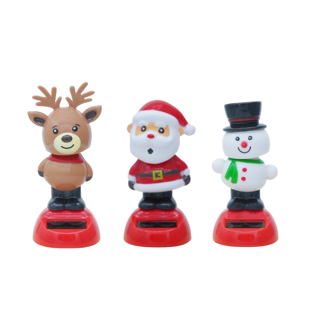 Juego de 3 Adornos Navideños para Coche - Incluye Gorro de Santa, Apoyo Para Caminar de Caramelo, Papá Noel, Reno y Muñeco de Nieve - Base Segura para el Tablero o Parabrisas - Regalo de Navidad, Decoración Festiva para el Tablero, Adorno Navideño para Coche, Adorno para Tablero,Conjunto de Adornos