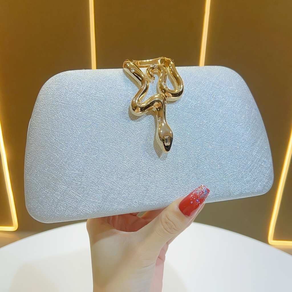 Bolso de Noche Elegante para Mujer con Incrustaciones de Estrás - Bolso de Mano Blanco Brillante para Bodas y Fiestas con Cierre de Broche y Correa Desmontable, Accesorio para Gala/Prom, Clutch Duradero para Banquetes y Regalo para Ella