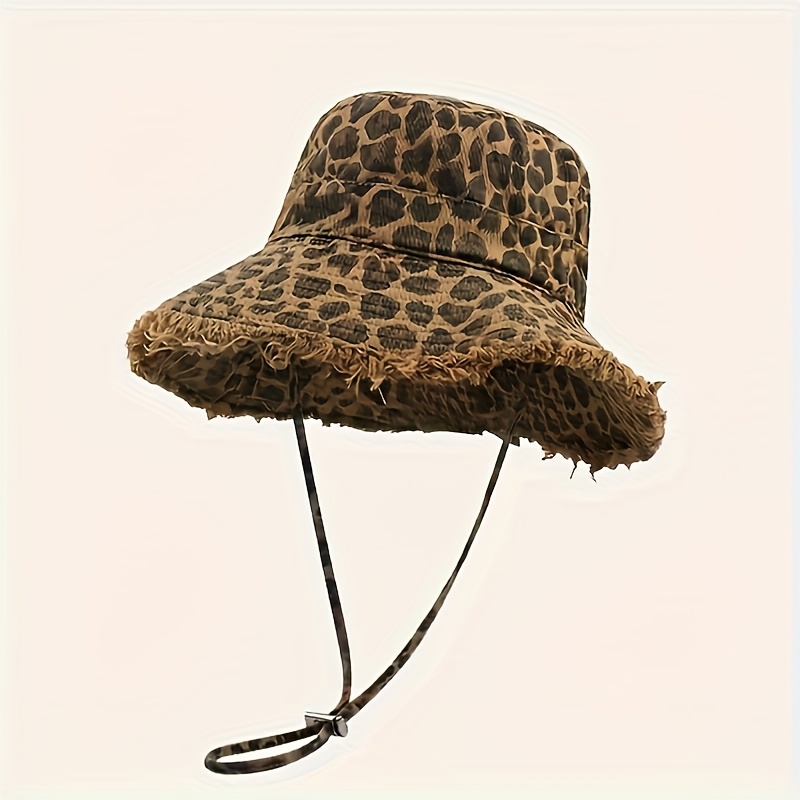 Sombrero de Cubo para Mujer con Estampado de Leopardo