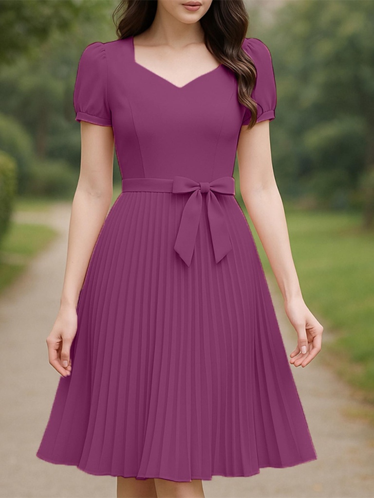 Vestido Midi Elegante Ligero de Talla Grande para Mujer - Corte Holgado y Halagador con Lazo en la Cintura, Tejido No Elástico para Fiestas, Bodas, Uso Diario - Atuendos Formales y Casuales de Verano para Mujeres de Talla Grande - Vestido de Noche para Mujer ZANZEA, Atuendo para Invitada de Boda