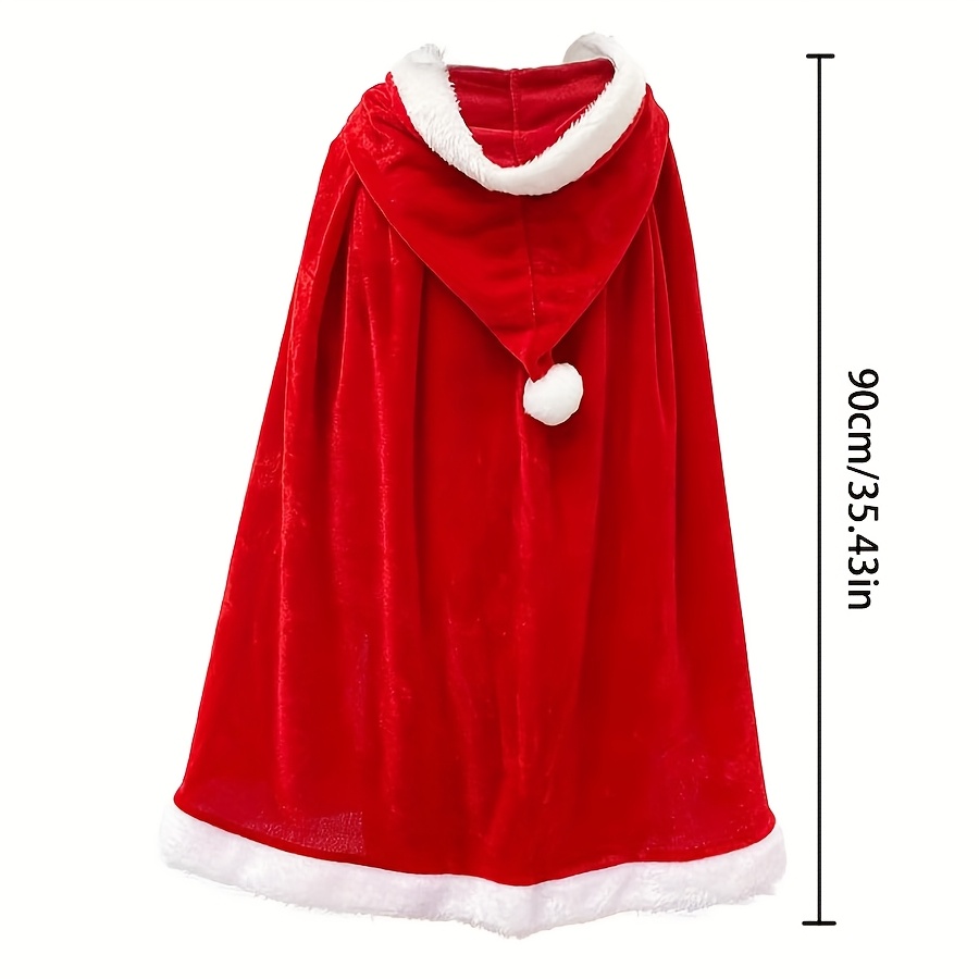1 Capa con Capucha de Terciopelo Rojo Navideño para Mujer, Bata de Disfraz de la Sra. Claus para Adultos y Vestidos de Fiesta, Atuendo Festivo, Traje para Fiesta Navideña, Traje para Fiesta de Navidad, Disfraz para Fiesta de Navidad, Disfraz de Sombrero de Papá Noel, Disfraz de Navidad para Mujer