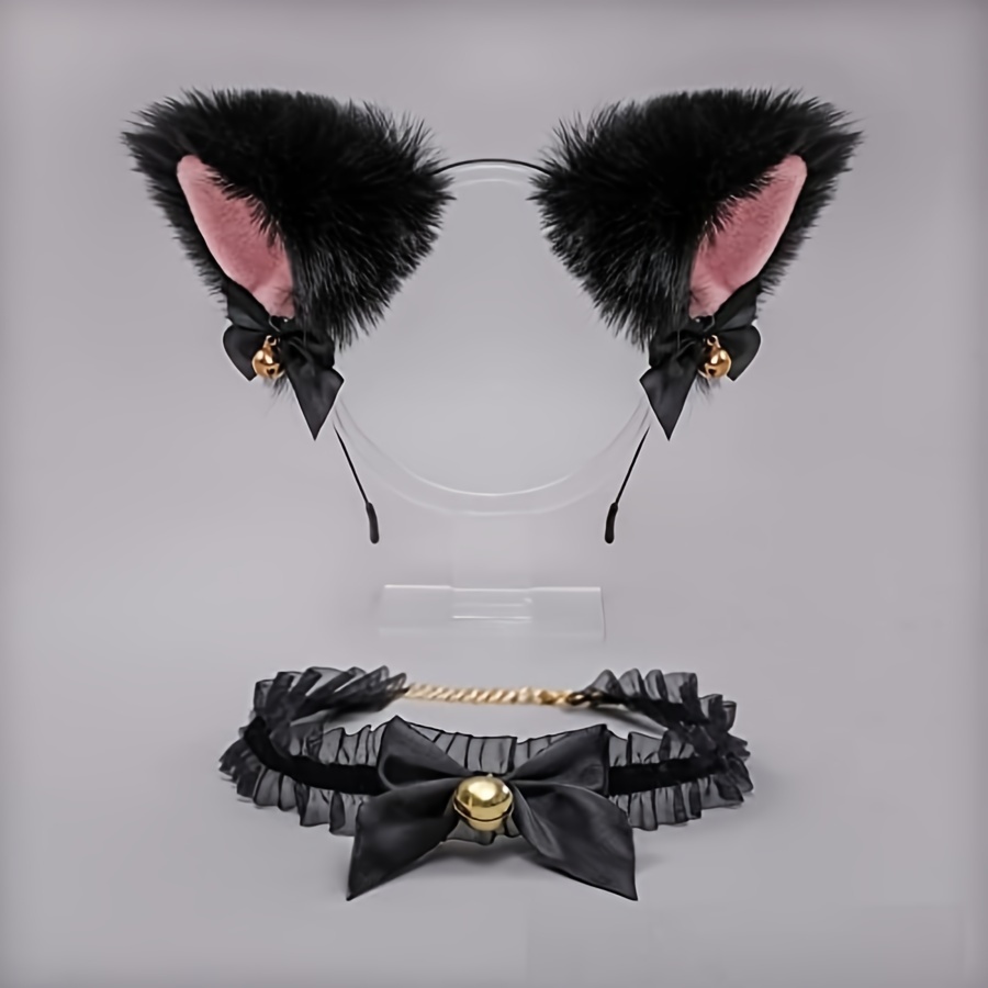 2pcs Accesorio de Cabeza de Orejas de Gato Peludo para Chica de Cosplay para Fiesta de Cam Girl