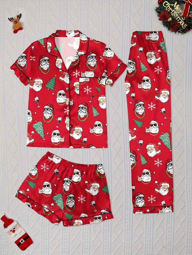 Conjunto de Ropa para Mujer con 3 Piezas: Estrella Navideña Roja y Blanca & Apoyo Para Caminar de Caramelo - Con Cuello, Buzo a Juego e Involucri Ajustado sin Elástico en Base Sólida Vermella (Sin Tensión) – Ideal Para Fiestas De Nadal E Noites Acolledoras En Hivern. Incluye Calçóns Y Vestido Combinados