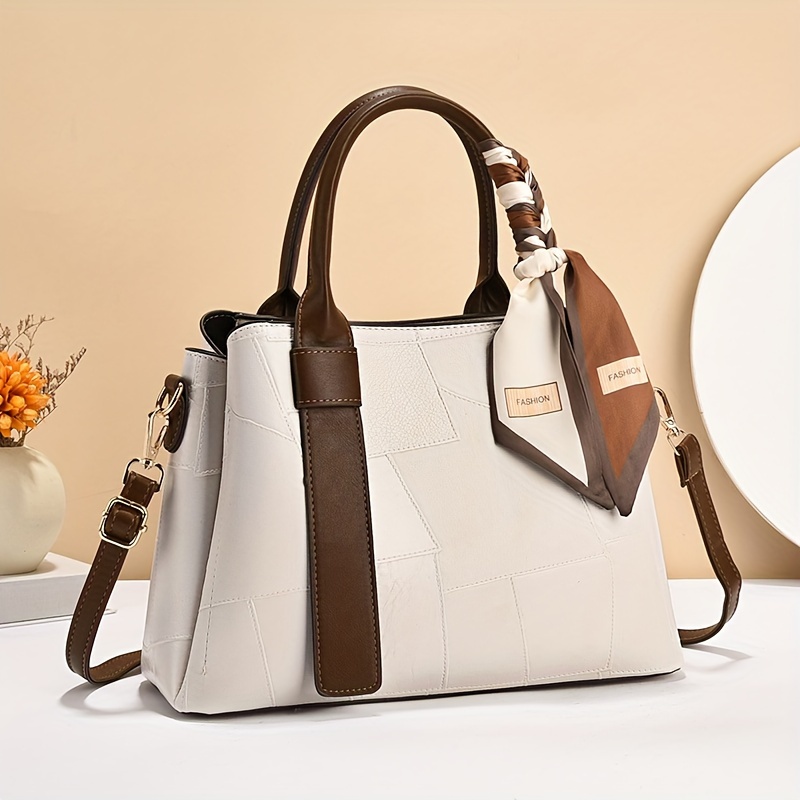 Bolso de Moda Wo 'S, Bolso con Cierre de Cremallera, Forro de Poliéster, Bordes Pintados, Bolso Versátil en Marrón Oscuro