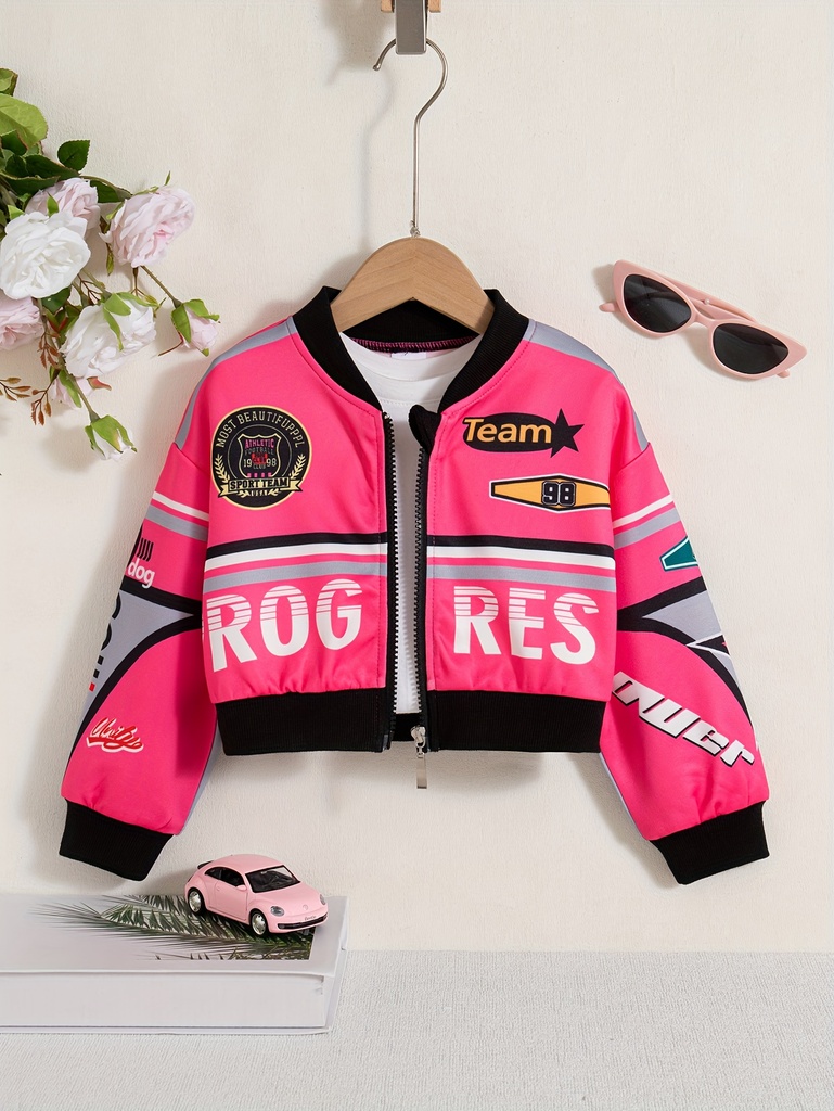 Chaqueta Bomber Rosa y Negra con Logo ROGERS e Emblema Número 88 - Abrigo Corto Cremallera, Cuello Alto, Ropa de Exterior Completa en Zippers, Para Salidas Informales o Juegos al Aire Libre – Chaqueta para Primavera/Otoño (Sin), Chaqueta para Mujer, Chaquetas para Mujer, Tops, Ropa urbana, Abrigos para Mujer, Chaquetas para Mujer Estilosas, Ropa, Chaqueta de Streetwear, Chaquetas Casuales para Mujer, Chaqueta Acolchada para Mujer, Abrigo para Mujer, Chaqueta Universitaria,