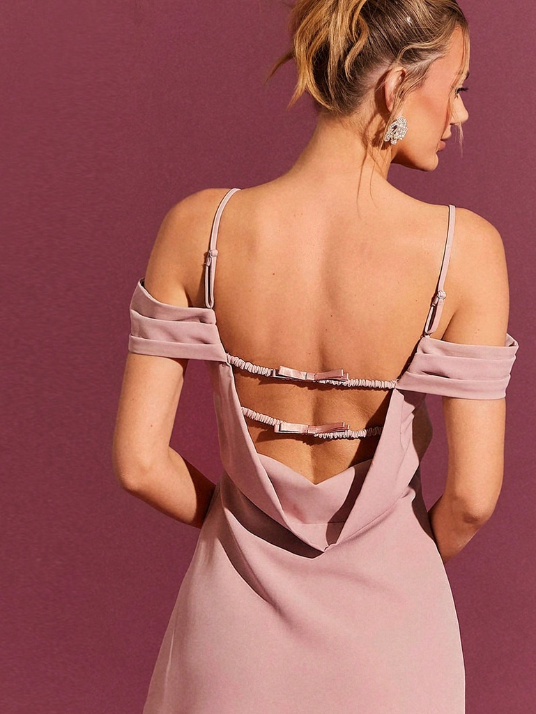 L'Amorae Vestido casual diario con hombros descubiertos, sencillo y de moda, sin espalda