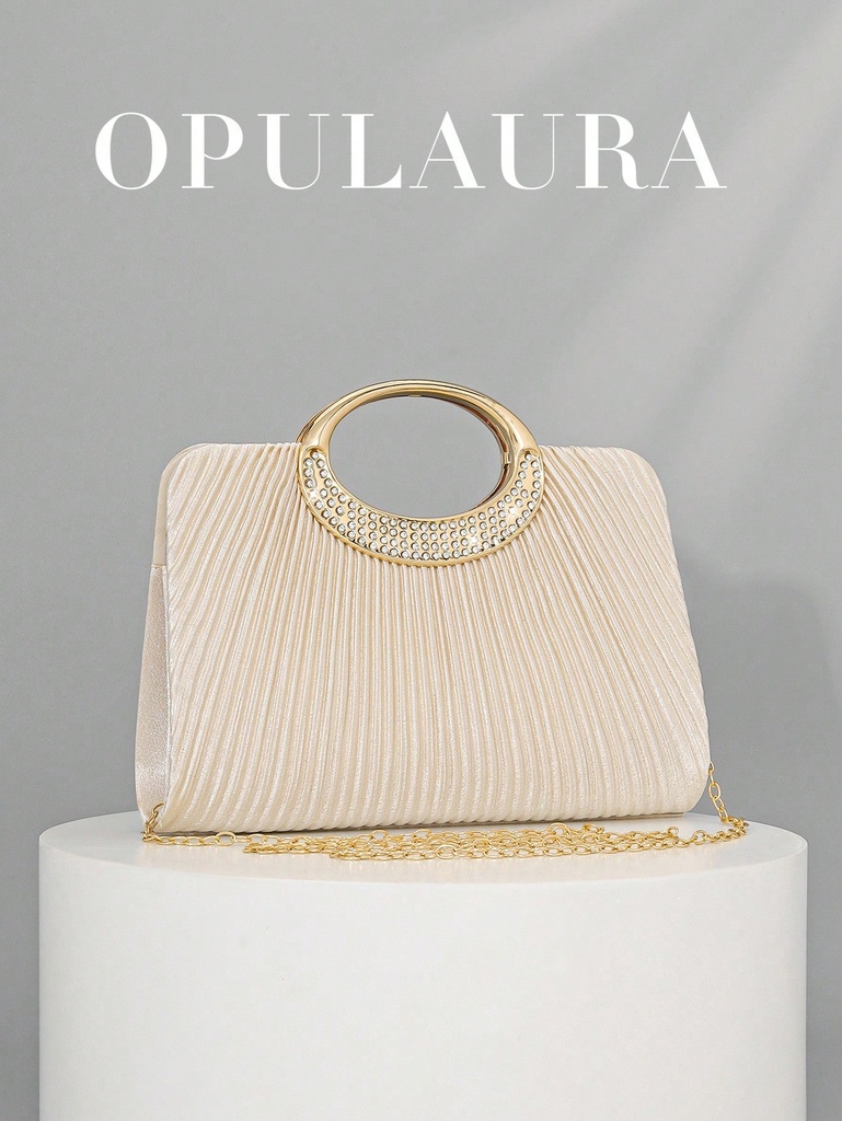 Bolso de mano de noche con cristales y brillantes para mujer de OpulAura, bolso de mano formal de lujo con diamantes incrustados, adecuado para galas, fiestas, citas, cócteles, fiestas de cumpleaños, accesorios nupciales, regalo de cumpleaños