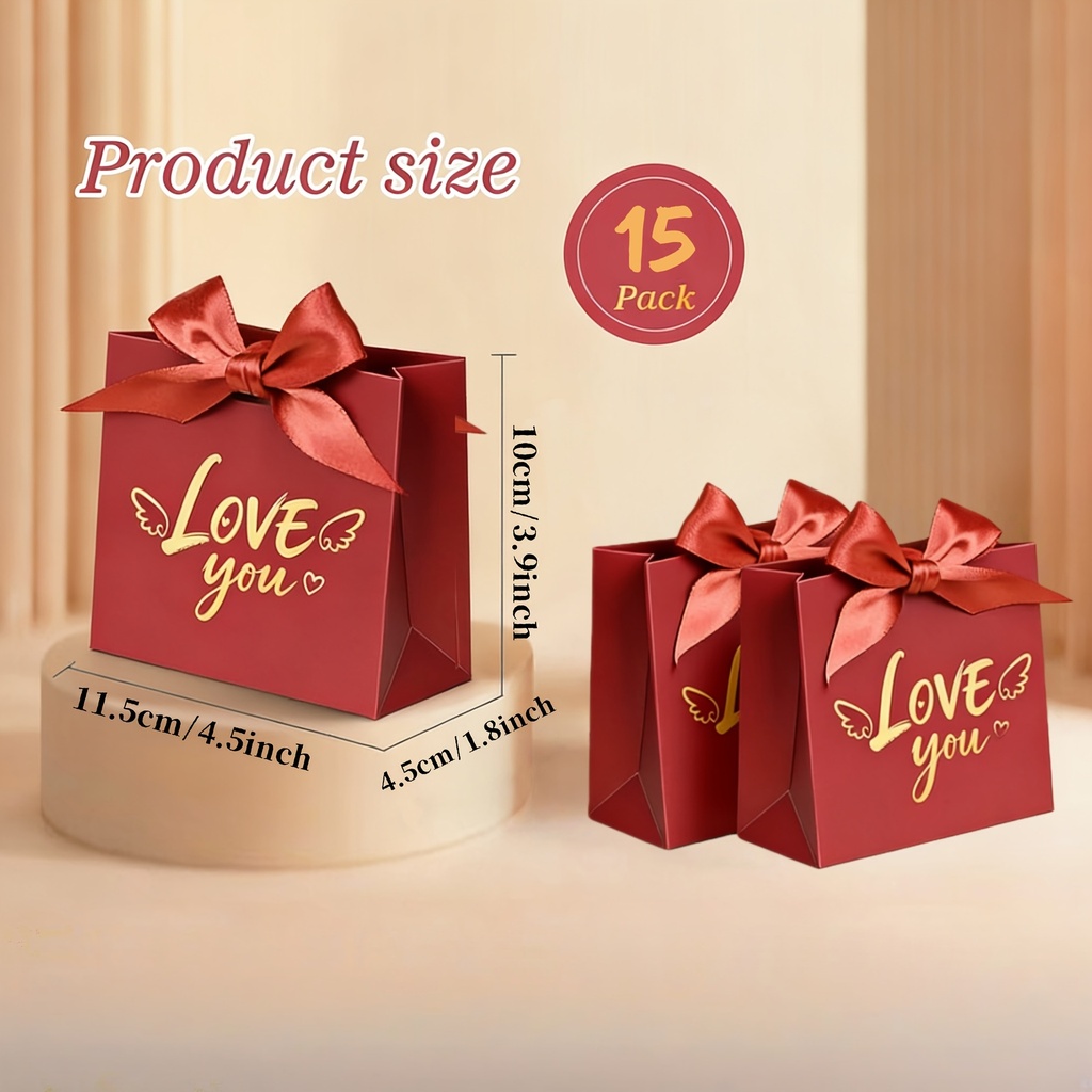 15 Cajas de Regalo de Alas de Amor con Lámina Dorada y Cinta | Ideal para Recuerdos de Boda, Chocolates de San Valentín, Material de Papel, Perfecto para Flores Eternas, Joyería, Pequeños Regalos, Detalles para Fiestas