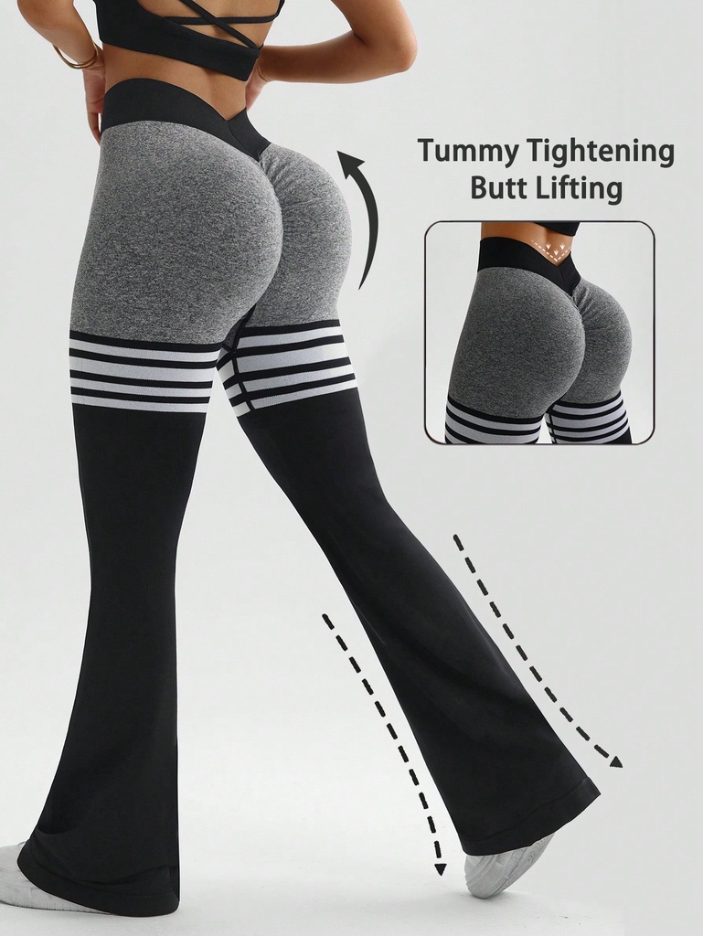 Studio SHEIN Sport Leggings deportivos para mujer con alta elasticidad sin costuras, que ceñen la cintura y levantan el trasero