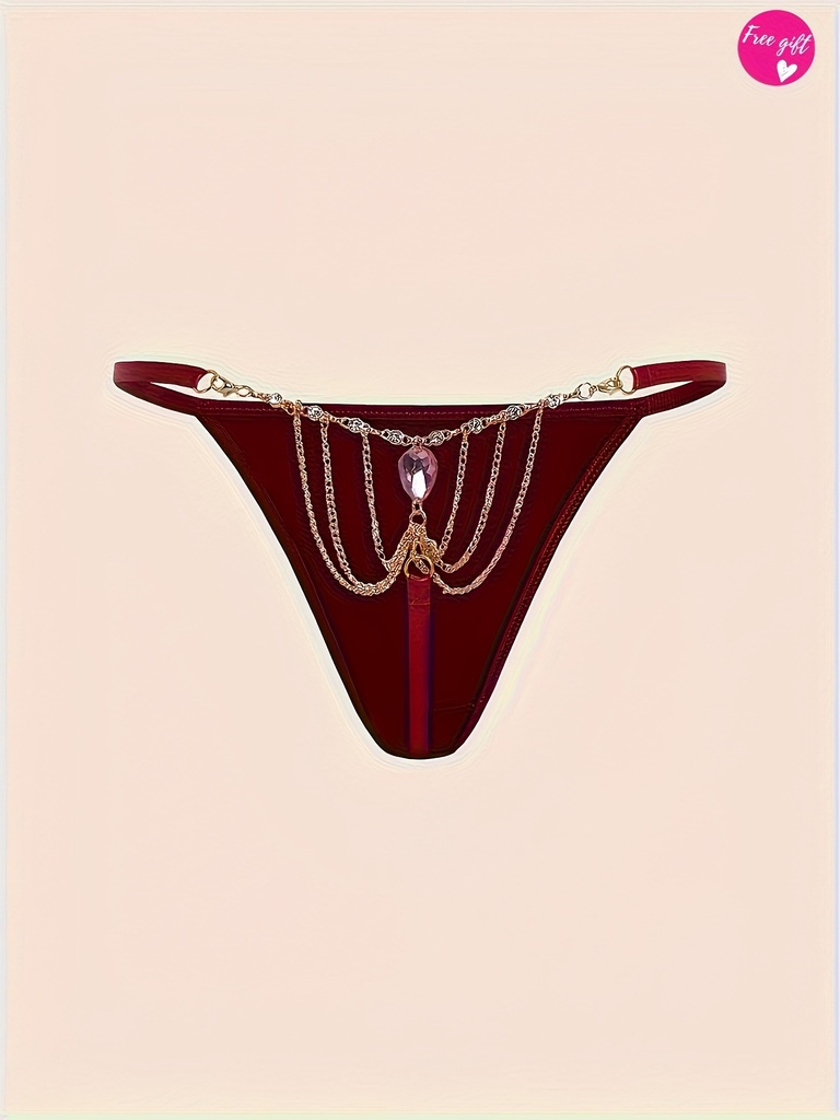 Bling Bling Sexy Ropa Interior Europea y Americana Cadena de Metal Gota con Diamante de Gema (Con Regalo)