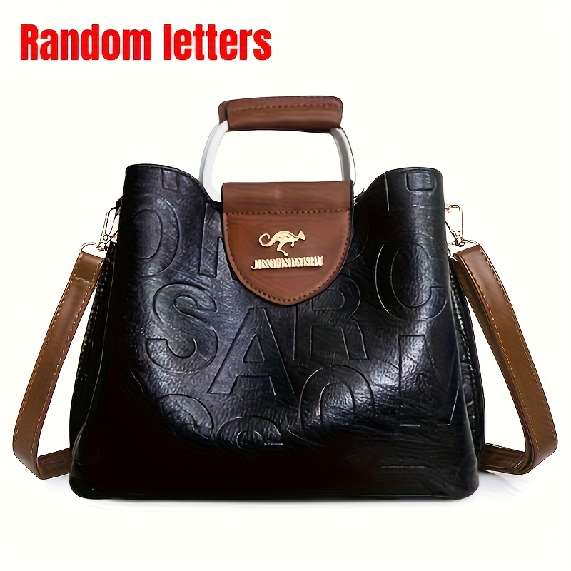 Bolso de Mujer de Moda Vintage de Gran Capacidad, Versátil para Llevar al Hombro/Cruzado/Mano con Correa Ajustable, Diseño Multibolsillos, Bolso de Lujo Ligero para Todas las Ocasiones, Disponible en Estilo Liso y con Letras en Relieve