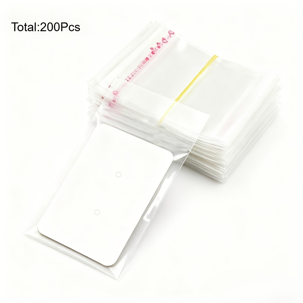 200 Piezas de Tarjetas de Exhibición para Empaque, 200 Cartones + 200 Bolsas OPP, Diseño Elegante y Sencillo para Empaque de Pulseras, Collares, Aretes y Suministros de Empaque para Joyería
