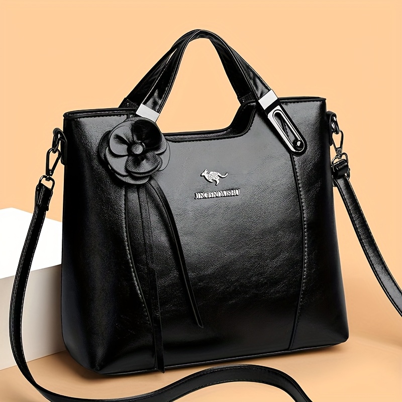 Bolso Tote de Mujer de Gran Capacidad con Inspiración Vintage - Elegante Bolso Marrón con Herrajes en Tono Dorado, Cierre de Cremallera y Correa Desmontable, Sintético Duradero para el Trabajo