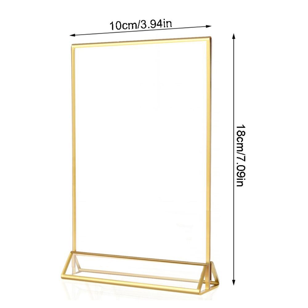 Soporte para Letreros Acrílico Dorado DIY, Estante Transparente y Elegante con Base, Porta Tarjetas de Menú Duradero, Decoración para el Hogar