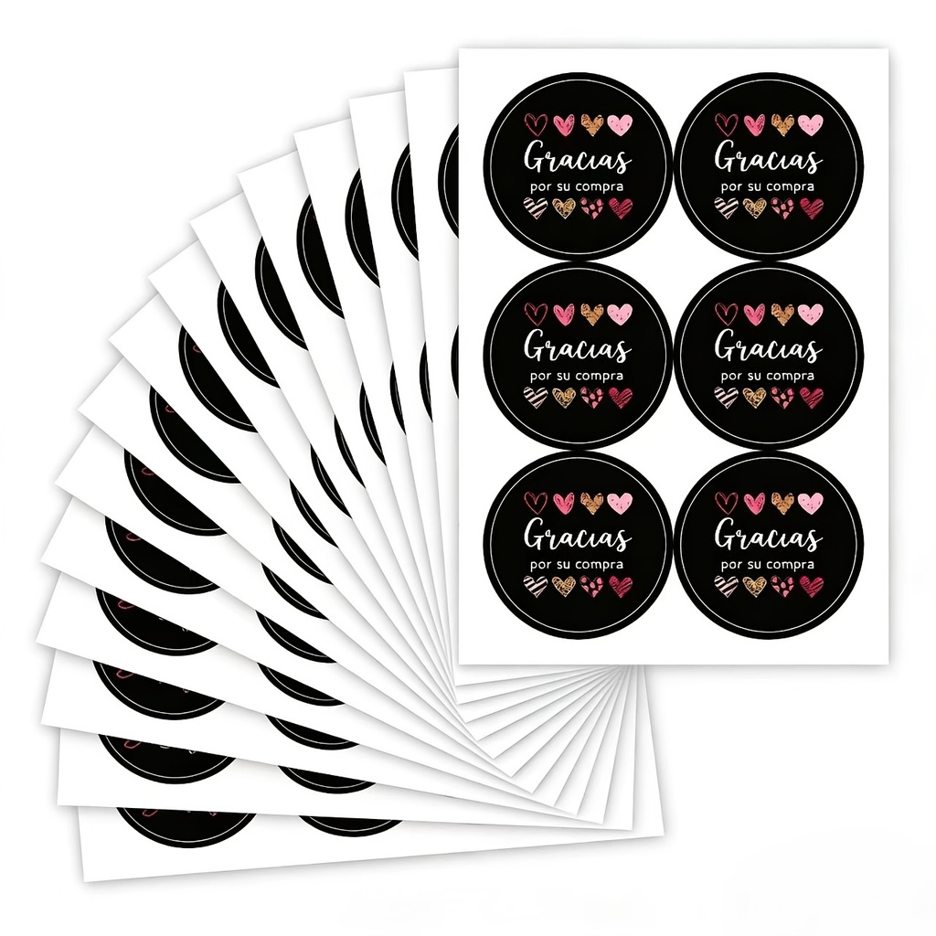 90 unidades/15 hojas, Elegantes pegatinas rosas y blancas "Gracias por su compra" - Diseños de corazón y estrella, Estilo español, Mensaje de agradecimiento, Envoltura de regalos, Empaque, Agradecimiento al cliente, Pegatinas para envolver regalos | Diseño elegante de pegatinas | Pegatinas de papel