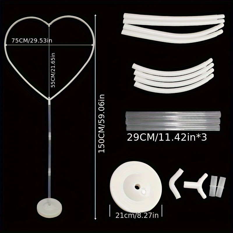 Soporte Premium para Globos en Forma de Corazón con Base Resistente - Decoración Romántica en Plástico Blanco Elegante para San Valentín, Bodas, Cumpleaños, Aniversarios y Despedidas de Soltera - Accesorio Fotográfico Duradero, Esencial para Fiestas, Perfecto para Eventos con Temática de Amor, Hogar