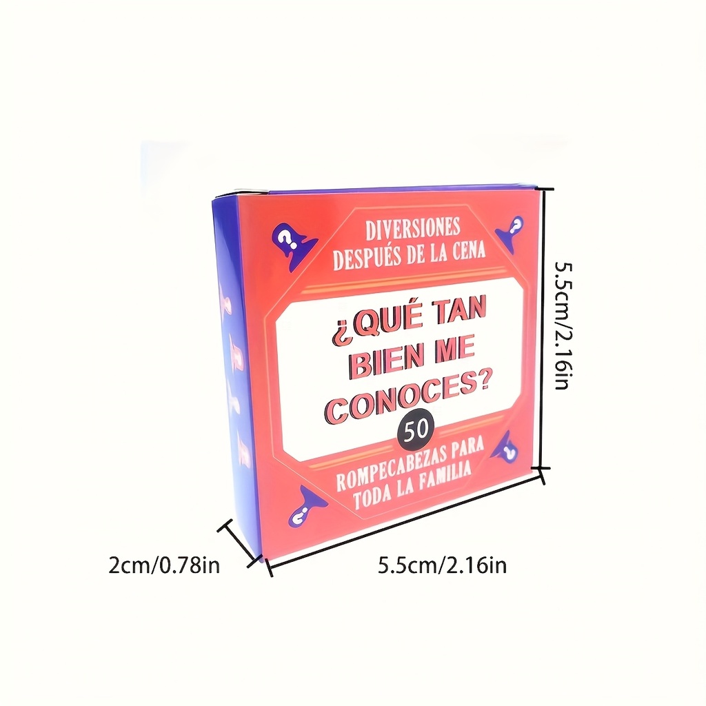 Mini Juego de Trivia, ¿Qué Tan Bien Me Conoces? 50 Preguntas para Fiestas - Juego de Cartas de Rol para Adultos y Familias, Edición Estándar, el Regalo Perfecto para Anfitriones o Anfitrionas