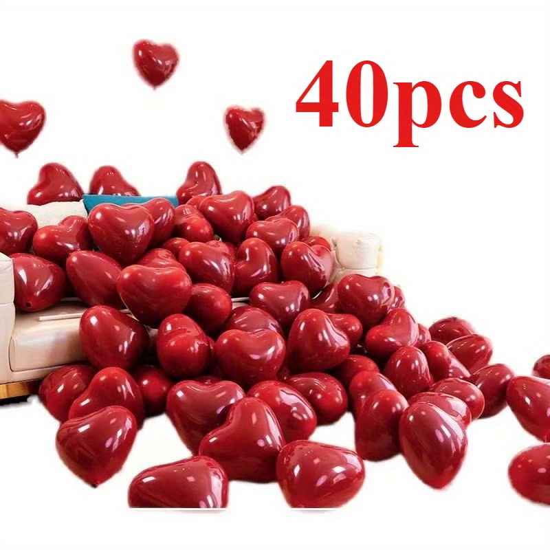 40 Globos Rojos Brillantes en Forma de Corazón para Cumpleaños, Bodas, San Valentín, Navidad y Decoraciones Festivas - Fondo Fotográfico Versátil, Decoración del Hogar, Suministros para Celebraciones, Globos de Cumpleaños, Adornos para Eventos, Acabado Brillante, Textura Suave, Diseño Festivo, Material Duradero, Decoración con Globos, Decoración Navideña