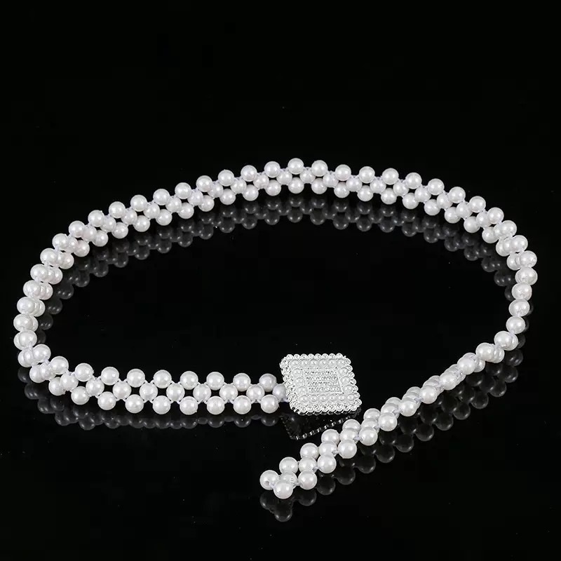 1pc Cinturón de Cintura para Mujer, Estilo Versátil, Cinturón para Vestidos con Hebilla Aleatoria, Cinturón Creativo para Vestidos, Accesorio Elegante para Mujeres, Accesorio de Boda,Cinturón para Fiestas,Cinturón de Estilo Bohemio,Cinturón con Adornos de Perlas,Cintura elástica,Cinturón Decorativo