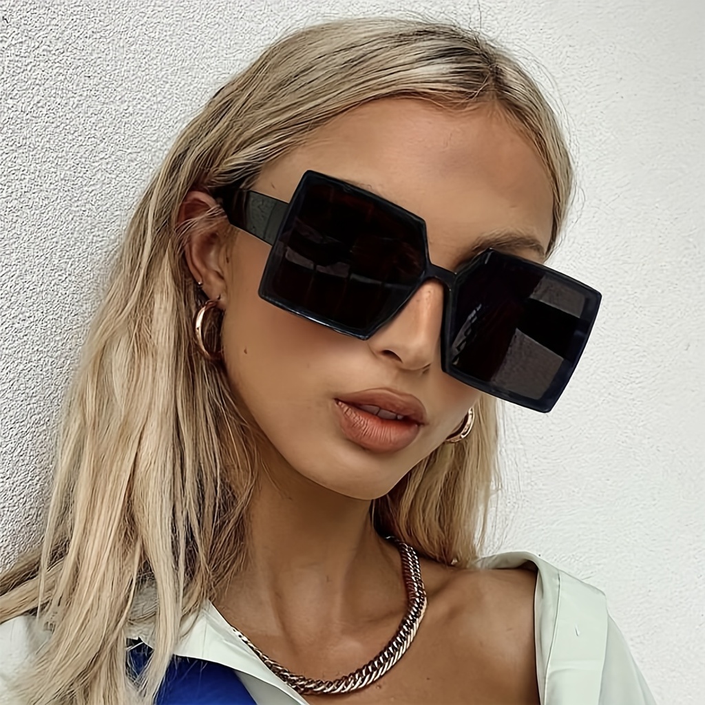 Gafas de moda de mujer de gran tamaño, estilo callejero Y2K, lentes de PC antirreflejantes, marco de poliéster, perfectas para deportes y actividades al aire libre, accesorios para la vista | Gafas de moda Y2K | Gafas de gran tamaño
