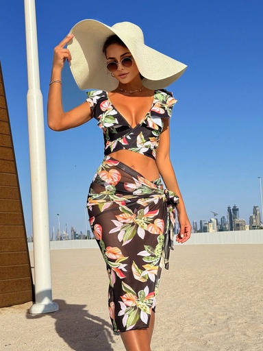 [sz2311107983812186] Conjunto De Traje De Baño De Impresión Botánica