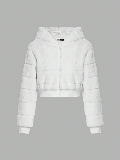 [sz2307298106837452] Chaqueta Corta Con Capucha De Felpa