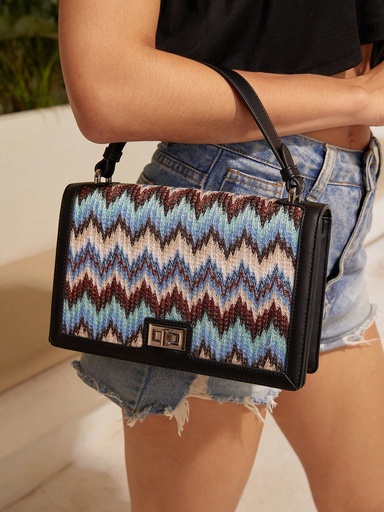[sg2309219790190130] Bolso De Mano Casual Con Patrón Geométrico