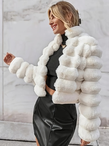[17601842856819] Chaqueta de Invierno Elegante para Mujer - Peluche Falso Plata Platino