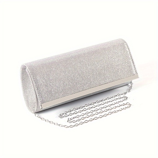 [17592939877817] Bolso de Noche Brillante con Correa Desmontable Plateado